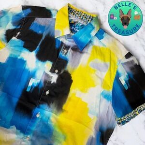 Robert Graham Shirt Large‎ Atlantis Sport Short Sleeve Muscle Stretch Flip Cuff